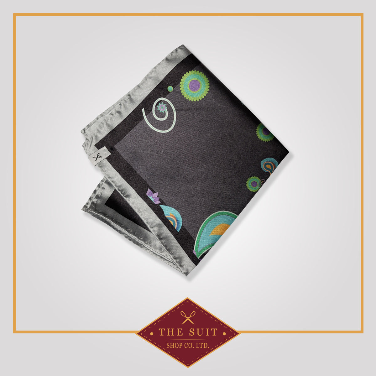 Dark Paisley Patterned Pocket Square