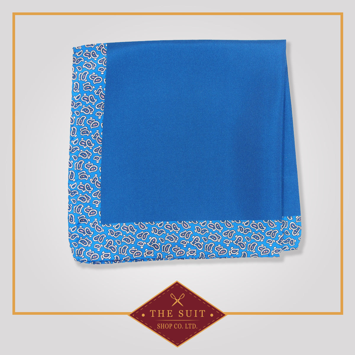 Bahama Blue Patterned Silk Pocket Square