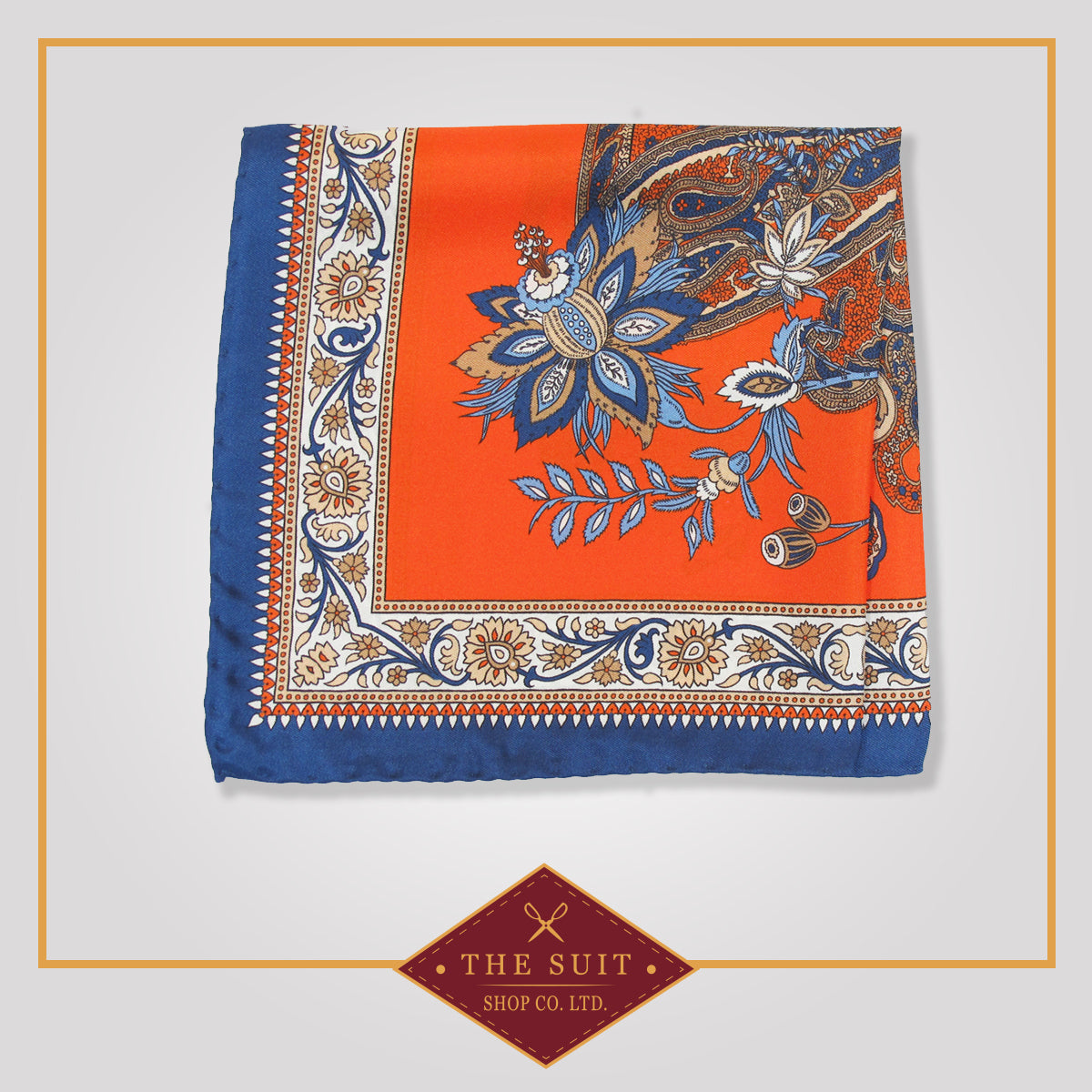 Pomegranate Patterned Silk Pocket Square