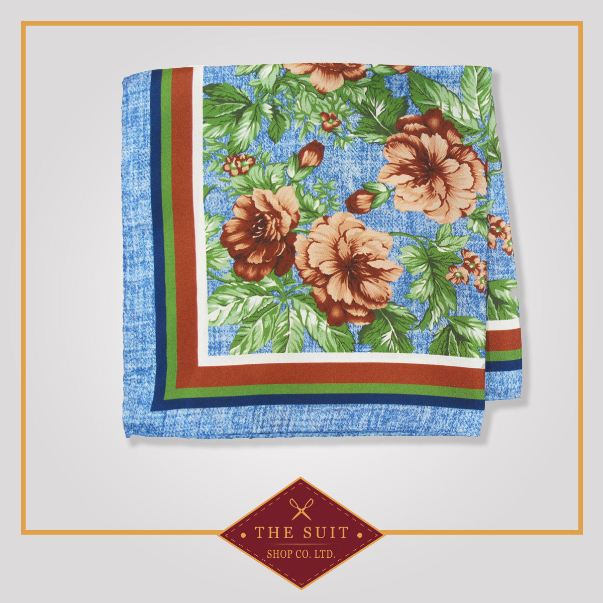 Glade Green Patterned Silk Pocket Square