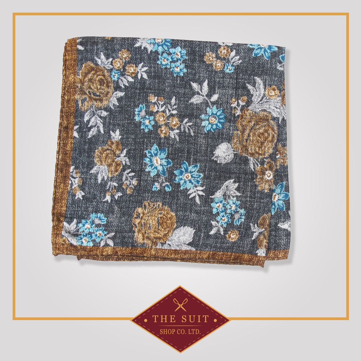 Friar Gray Patterned Silk Pocket Square
