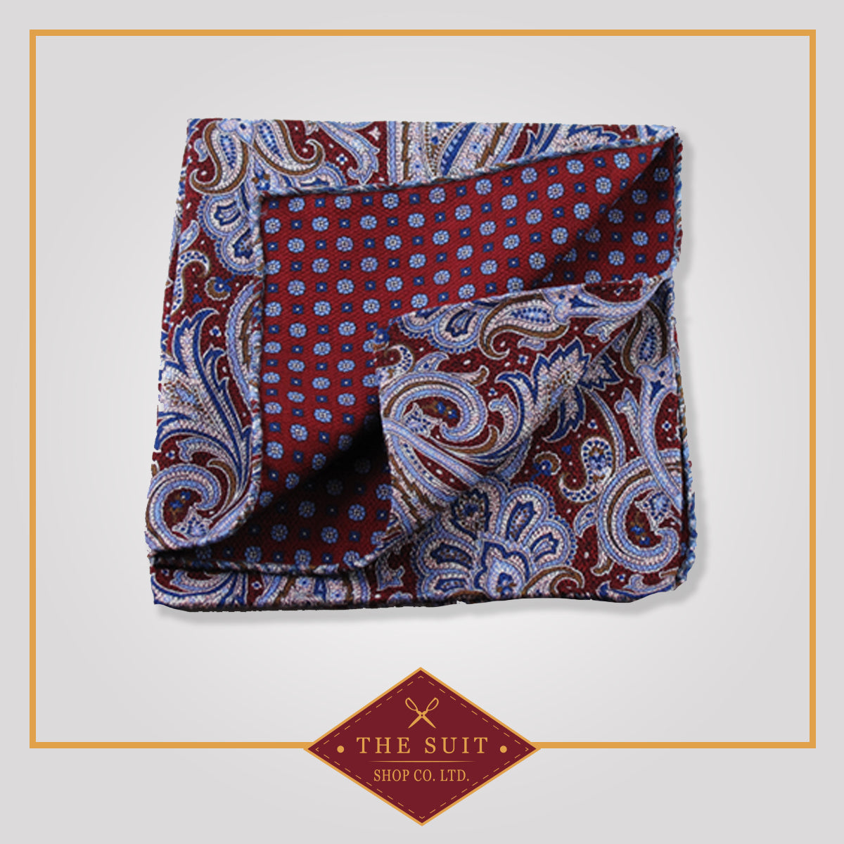 Persian Plum Patterned Silk Pocket Square