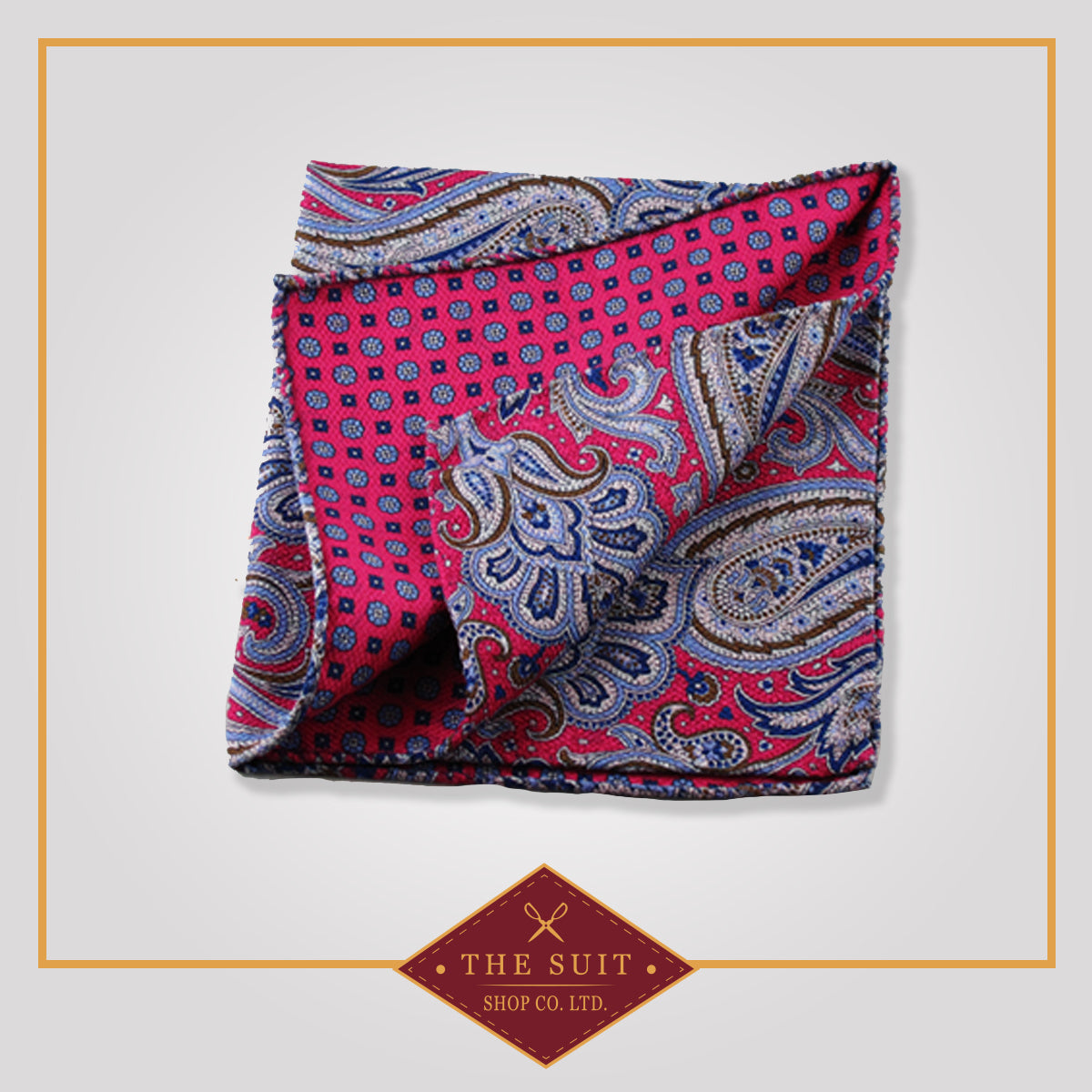 Cadillac Paisley Patterned Silk Pocket Square