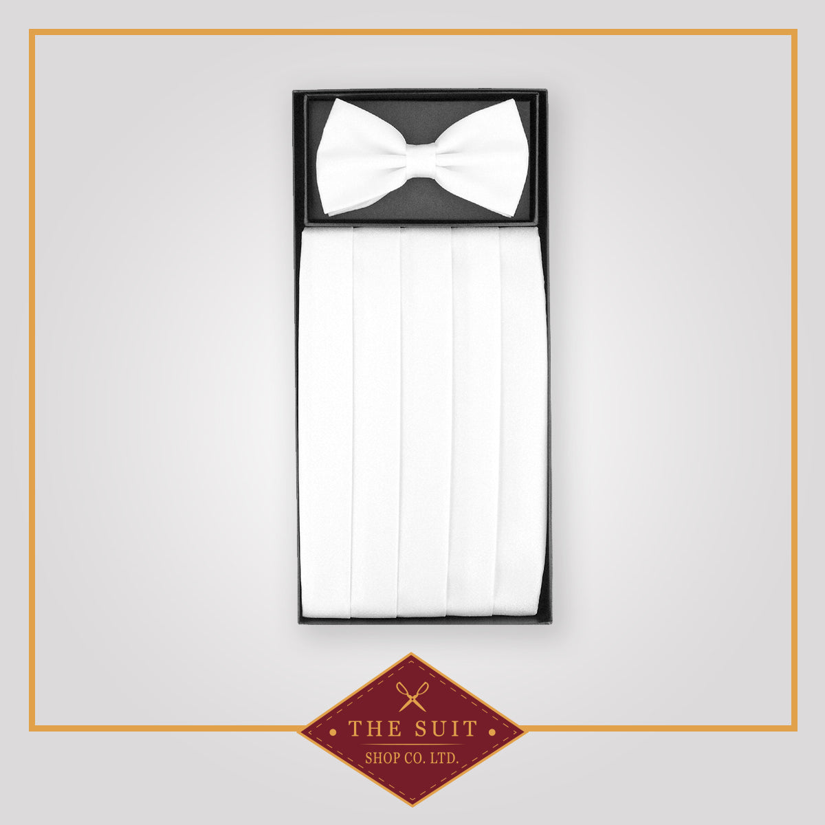Cummerbund & Bow Tie WHITE PAISLEY Set