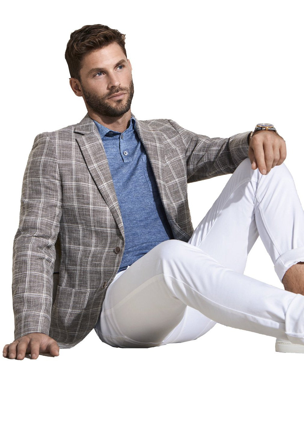 Beige Windowpane Jacket