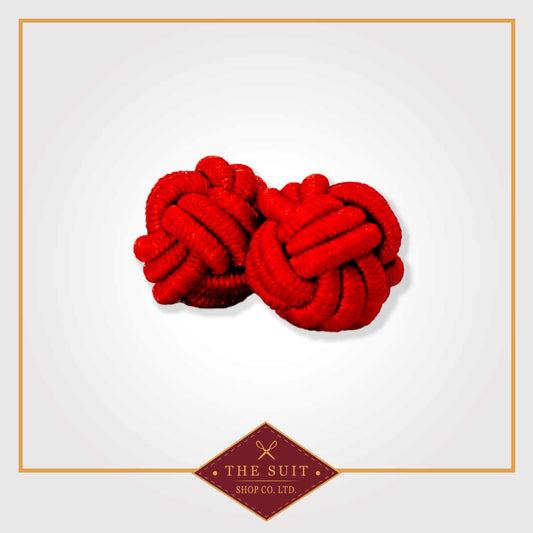 Red Silk Knot Cuff Links