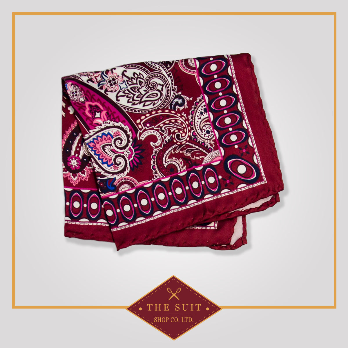 Persian Plum Paisley Patterned Pocket Square
