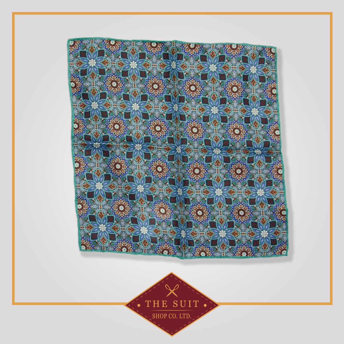 Viridian and Quincy Patterned Pocket Square