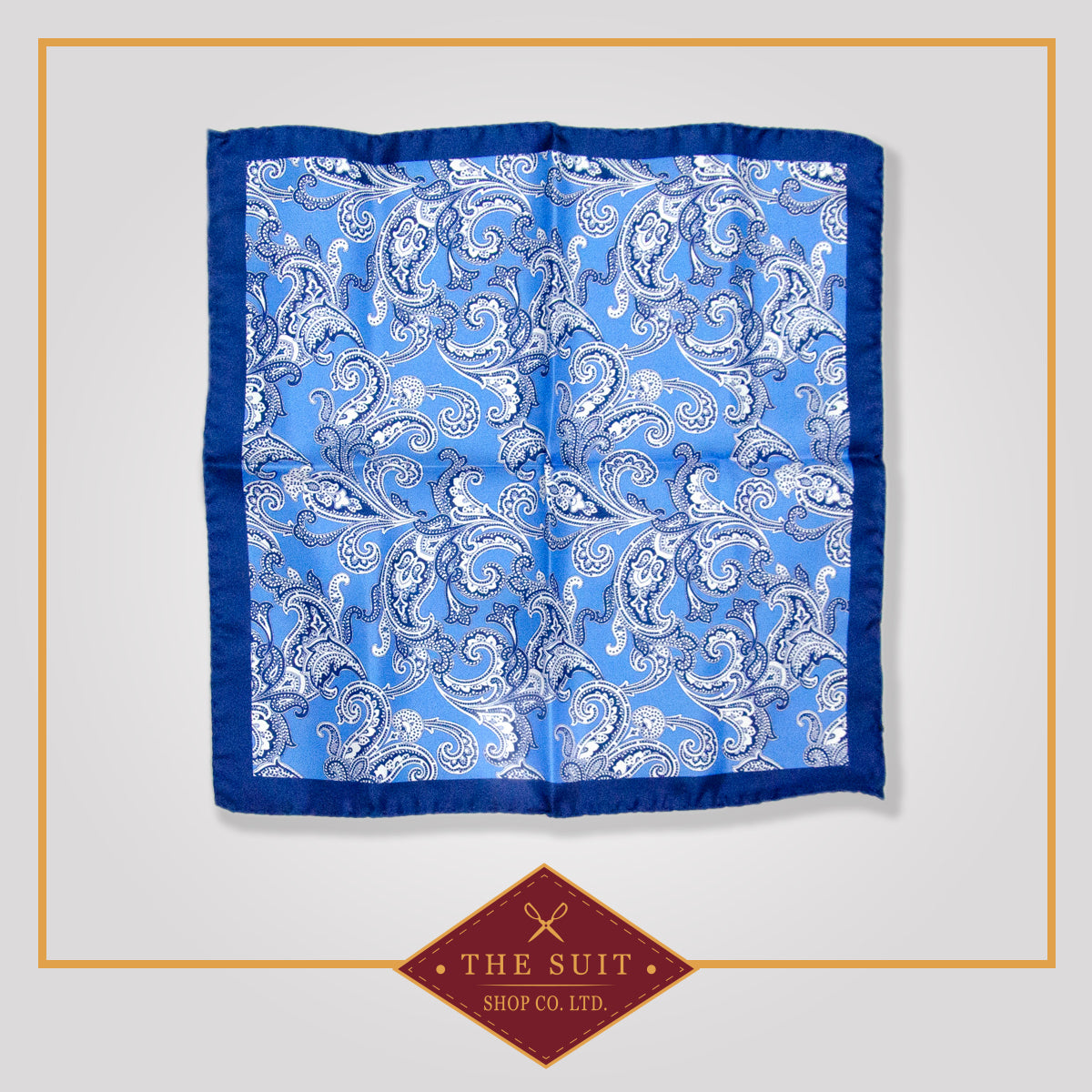 Sapphire and Havelock Blue Patterned Pocket Square