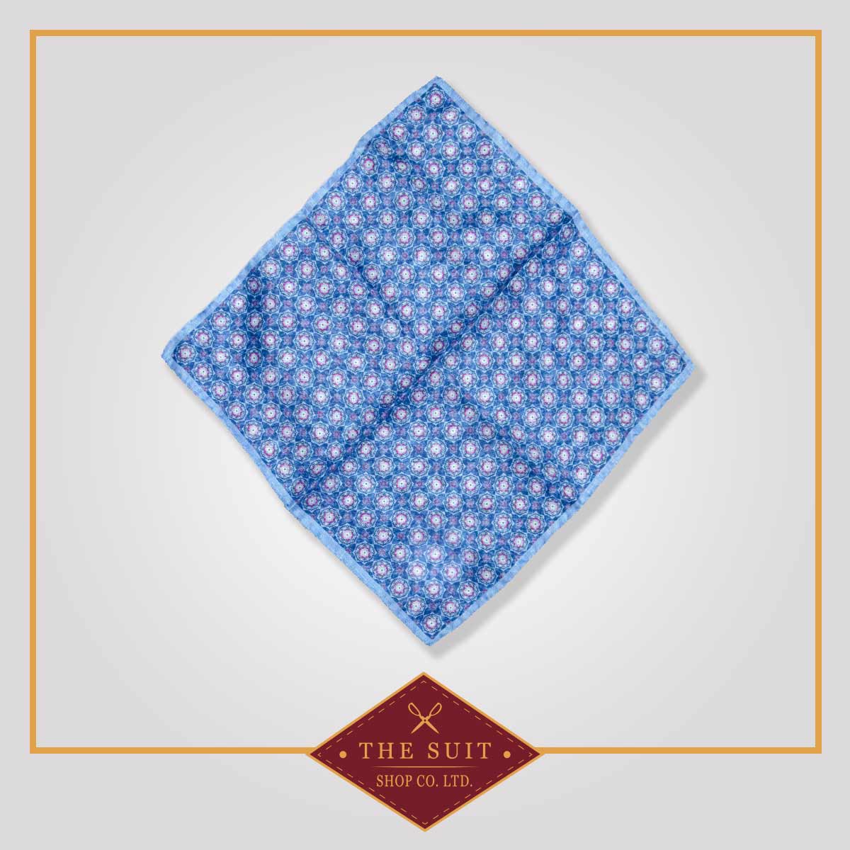Tropical Blue Patterned Pocket Square