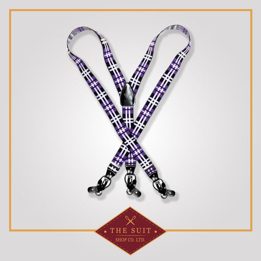 Purple Plaid Suspenders