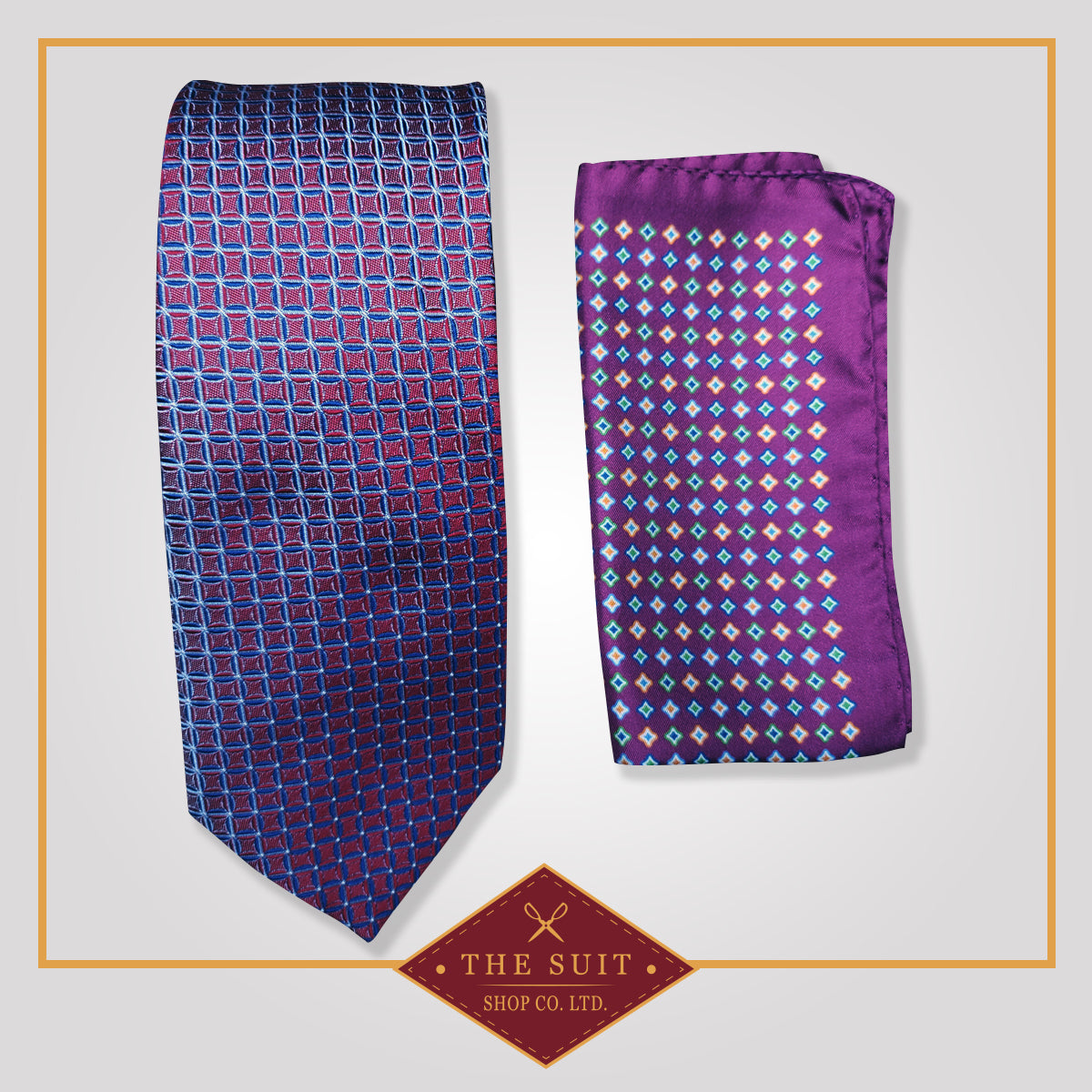 Strikemaster Tie and Eminence Patterned Pocket Square