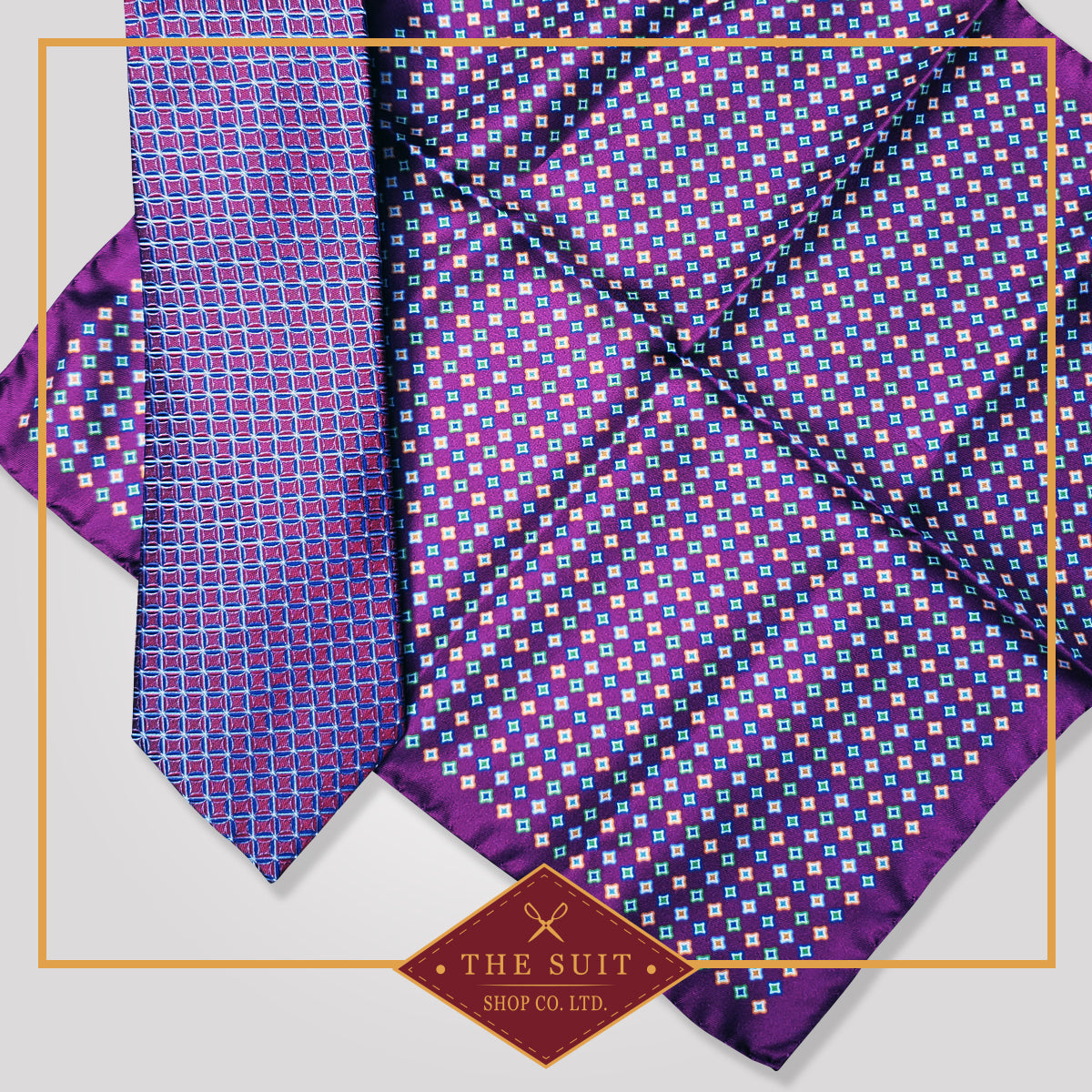Strikemaster Tie and Eminence Patterned Pocket Square