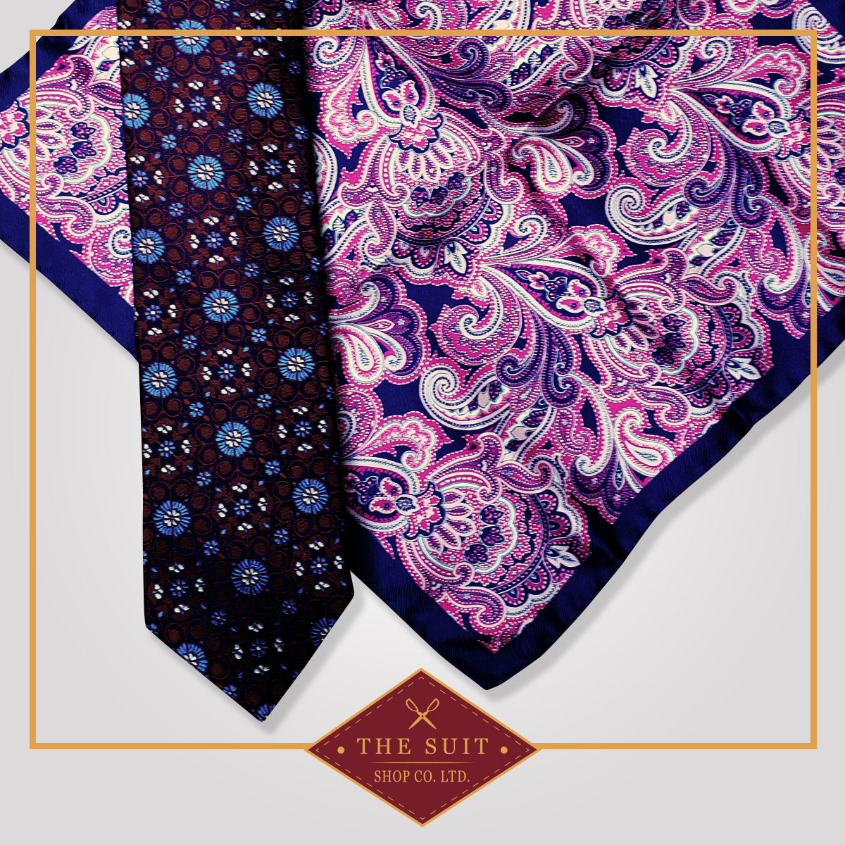 Valentino Tie and Arapawa Patterned Pocket Square