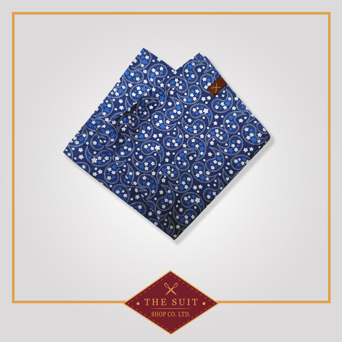 Navy Paisley Patterned Pocket Square
