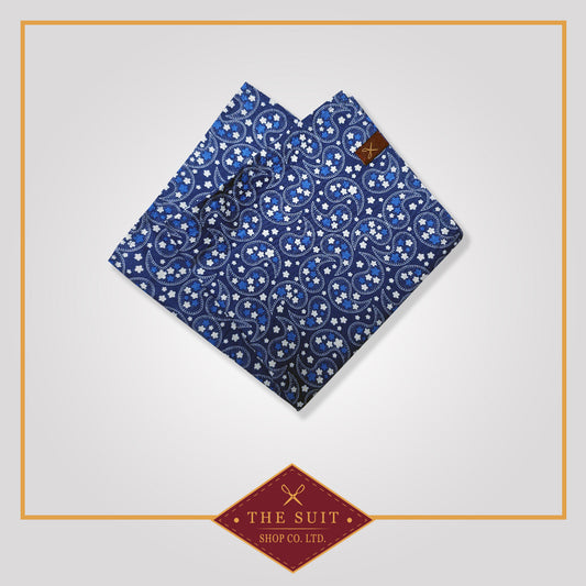 Navy Paisley Patterned Pocket Square