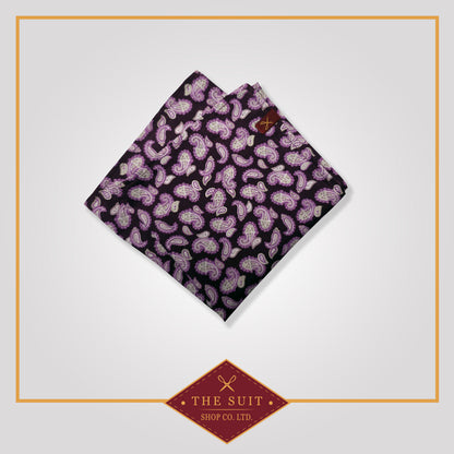 Violet Paisley Patterned Pocket Square