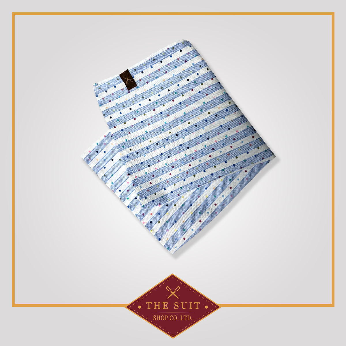 Blue Striped Patterned Pocket Square