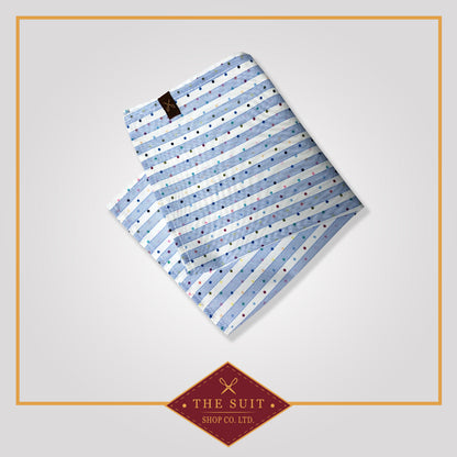 Blue Striped Patterned Pocket Square