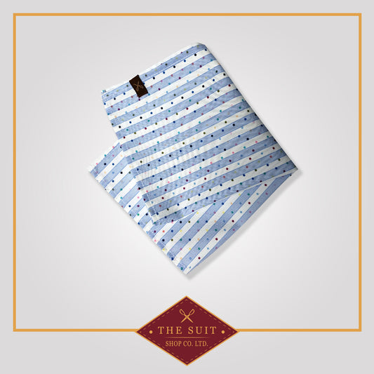 Blue Striped Patterned Pocket Square