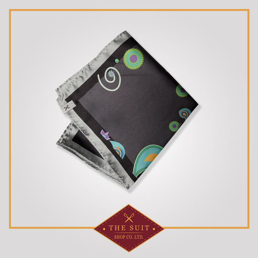 Dark Paisley Patterned Pocket Square