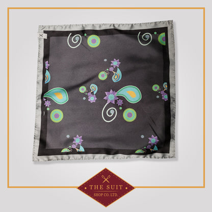 Dark Paisley Patterned Pocket Square