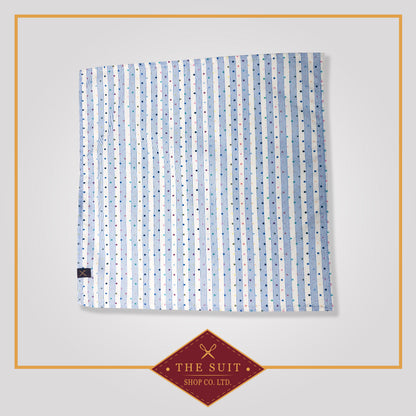 Blue Striped Patterned Pocket Square