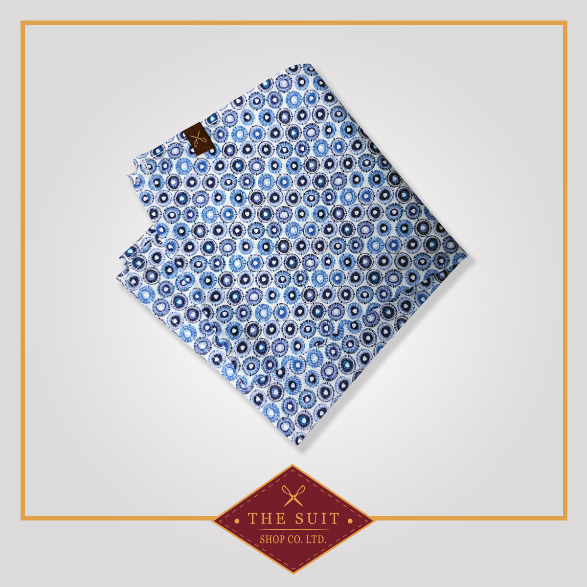 Blue Circle Patterned Pocket Square