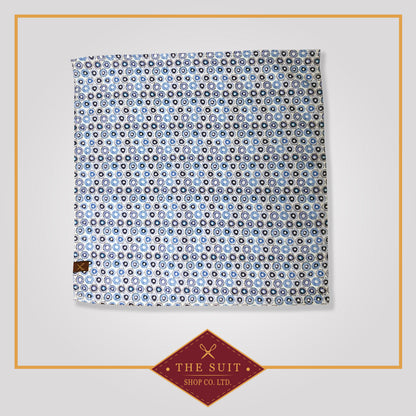 Blue Circle Patterned Pocket Square