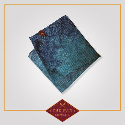 Teal Ocean Patterned Pocket Square