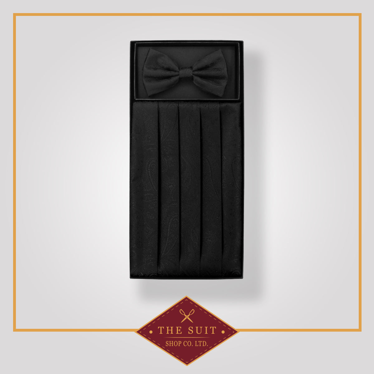Cummerbund & Bow Tie BLACK PAISLEY Set