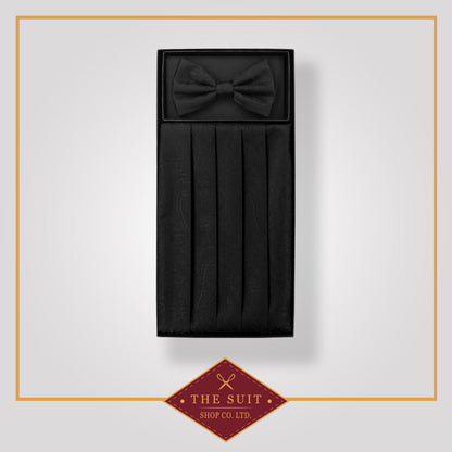 Cummerbund & Bow Tie BLACK PAISLEY Set