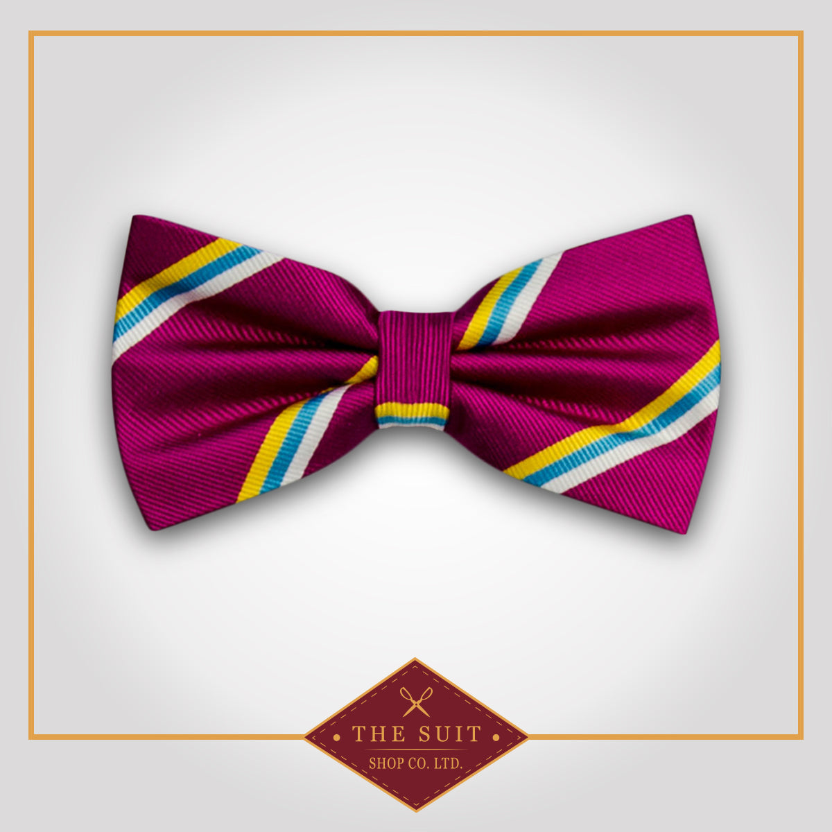 Rose Bud Cherry Stripe Bow Tie