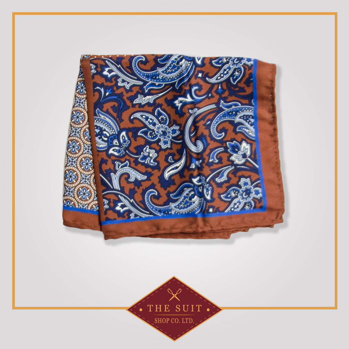 Sepia Skin and Biscay Patterned Pocket Square