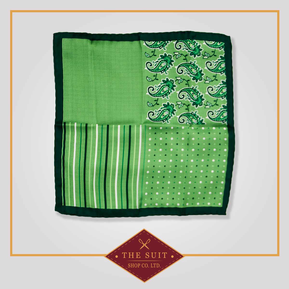 English Holly and Apple Patterned Pocket Square