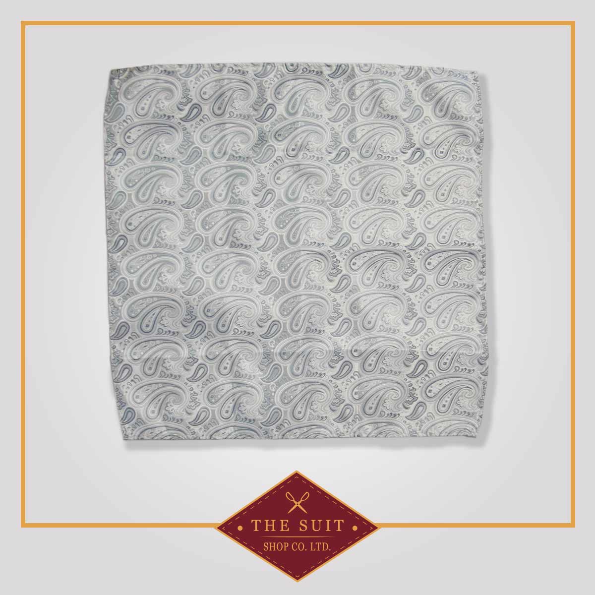 Porcelain Silver Patterned Pocket Square