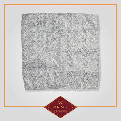 Porcelain Silver Patterned Pocket Square