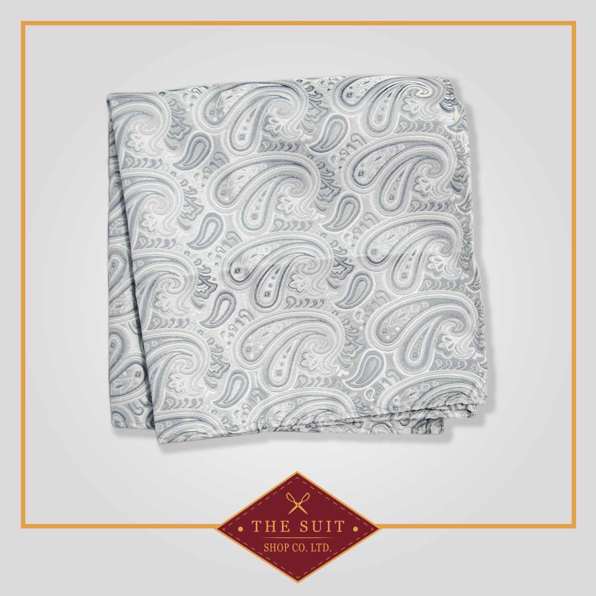Porcelain Silver Patterned Pocket Square