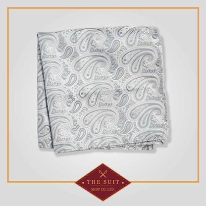 Porcelain Silver Patterned Pocket Square