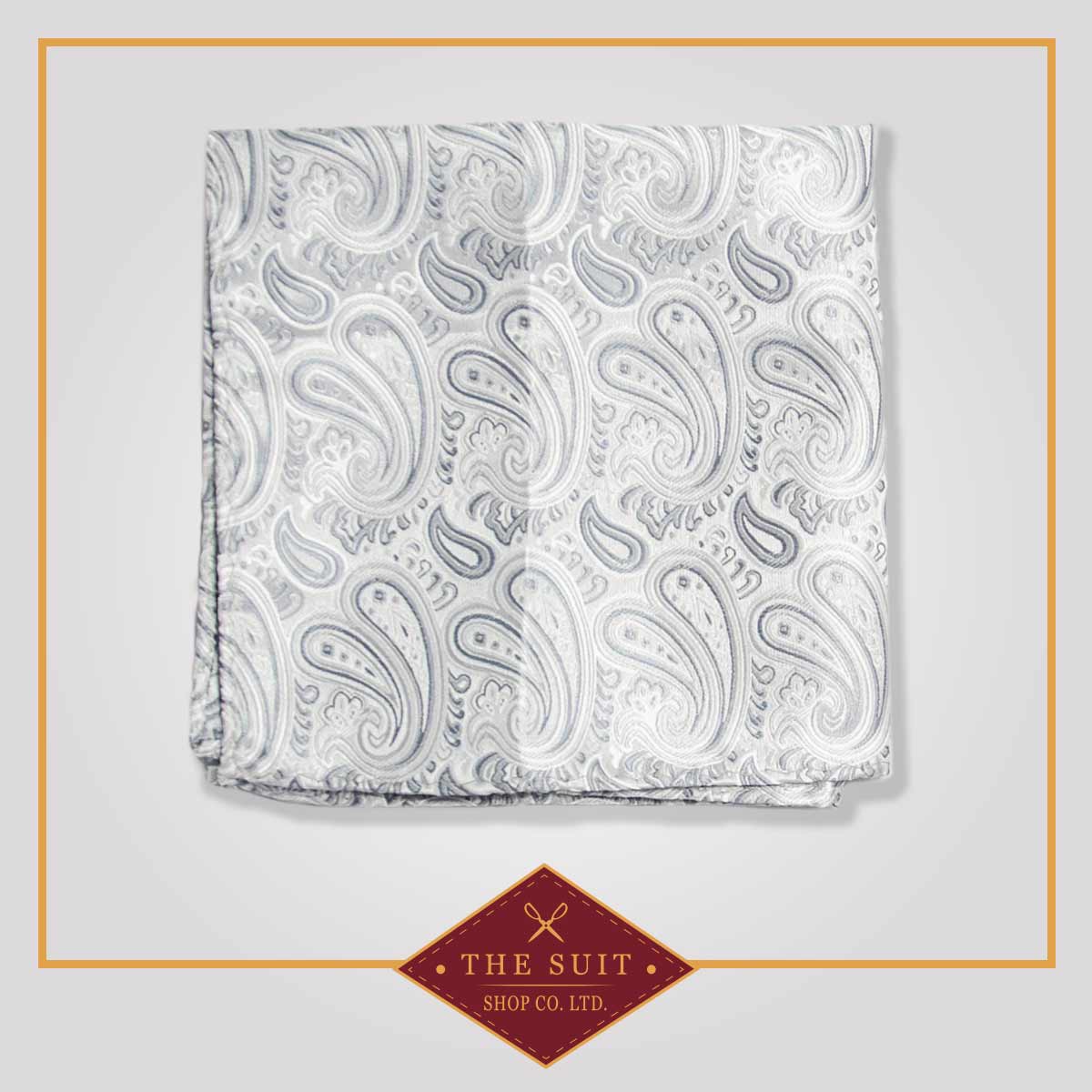 Porcelain Silver Patterned Pocket Square