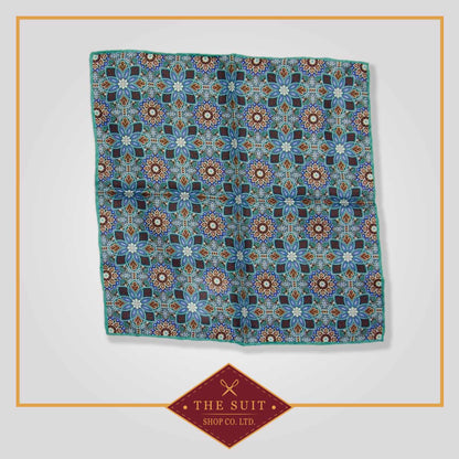 Viridian and Quincy Patterned Pocket Square