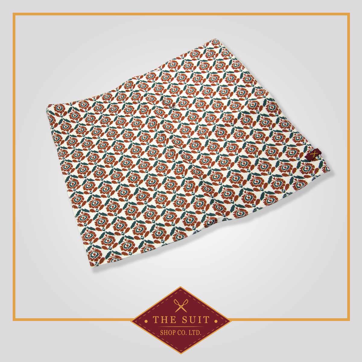 Spring Wood and Poppy Patterned Pocket Square