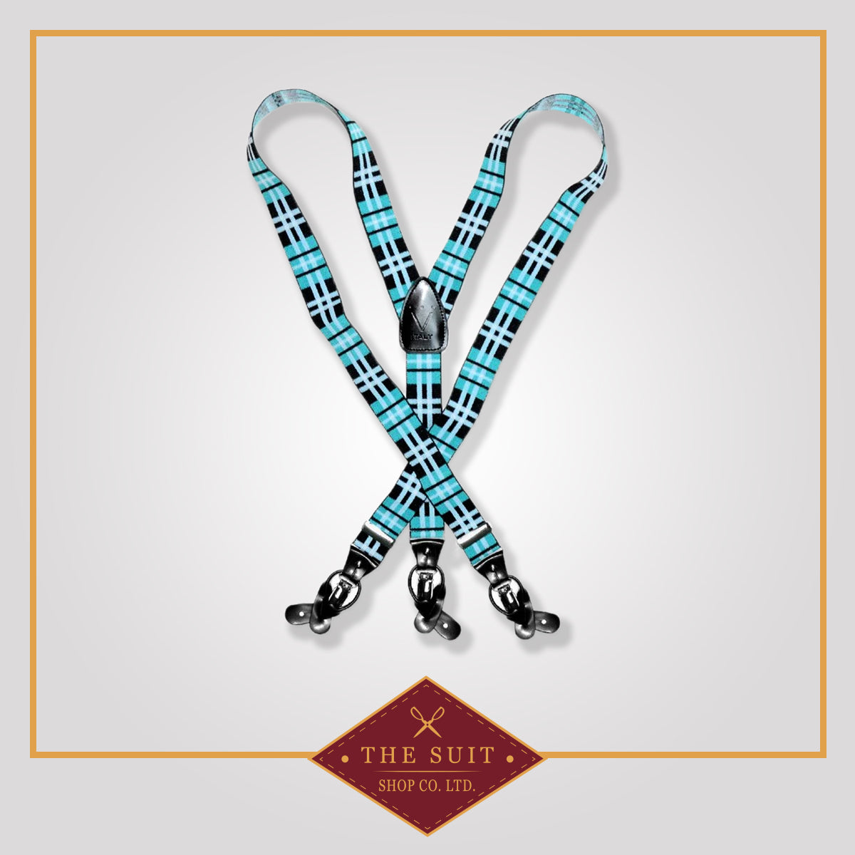 Turquoise Plaid Suspenders
